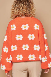 POL Daisy Pattern Drop Shoulder Sweater OutfitFlow